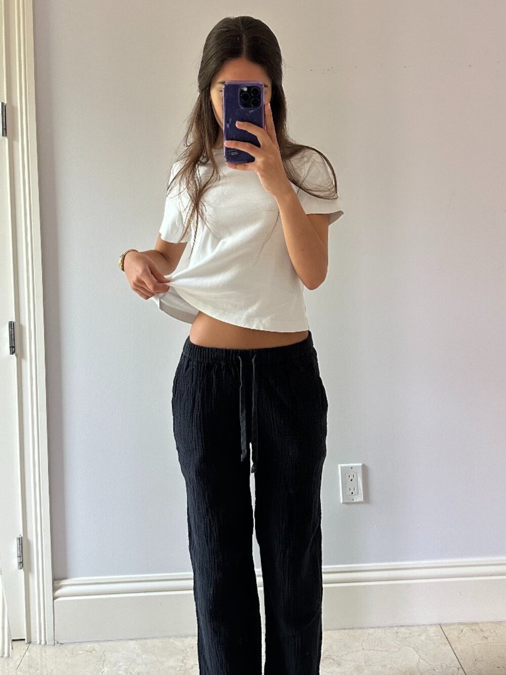 Aritzia Black Linen Blend Drawstring Pants